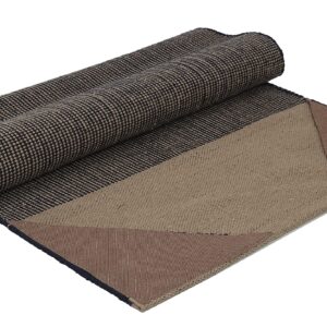 KD Yoga Rug Blanket Convert Plastic Yoga Mat to Eco Friendly 100% Cotton Gripping with Corner Pocket (Grey-Navy)