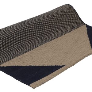 KD Yoga Rug Blanket Convert Plastic Yoga Mat to Eco Friendly 100% Cotton Gripping with Corner Pocket (Grey-Navy)