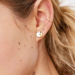 925 Sterling Silver Post Stud Earrings, Trendy Pearl Stud Earrings Lucky Clover Studs Earrings for Women