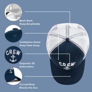 singwe Crew Hat Captain Hat Boat Accessories Skipper Baseball Cap Navy-Blue Sailor Trucker Hat for Men Women