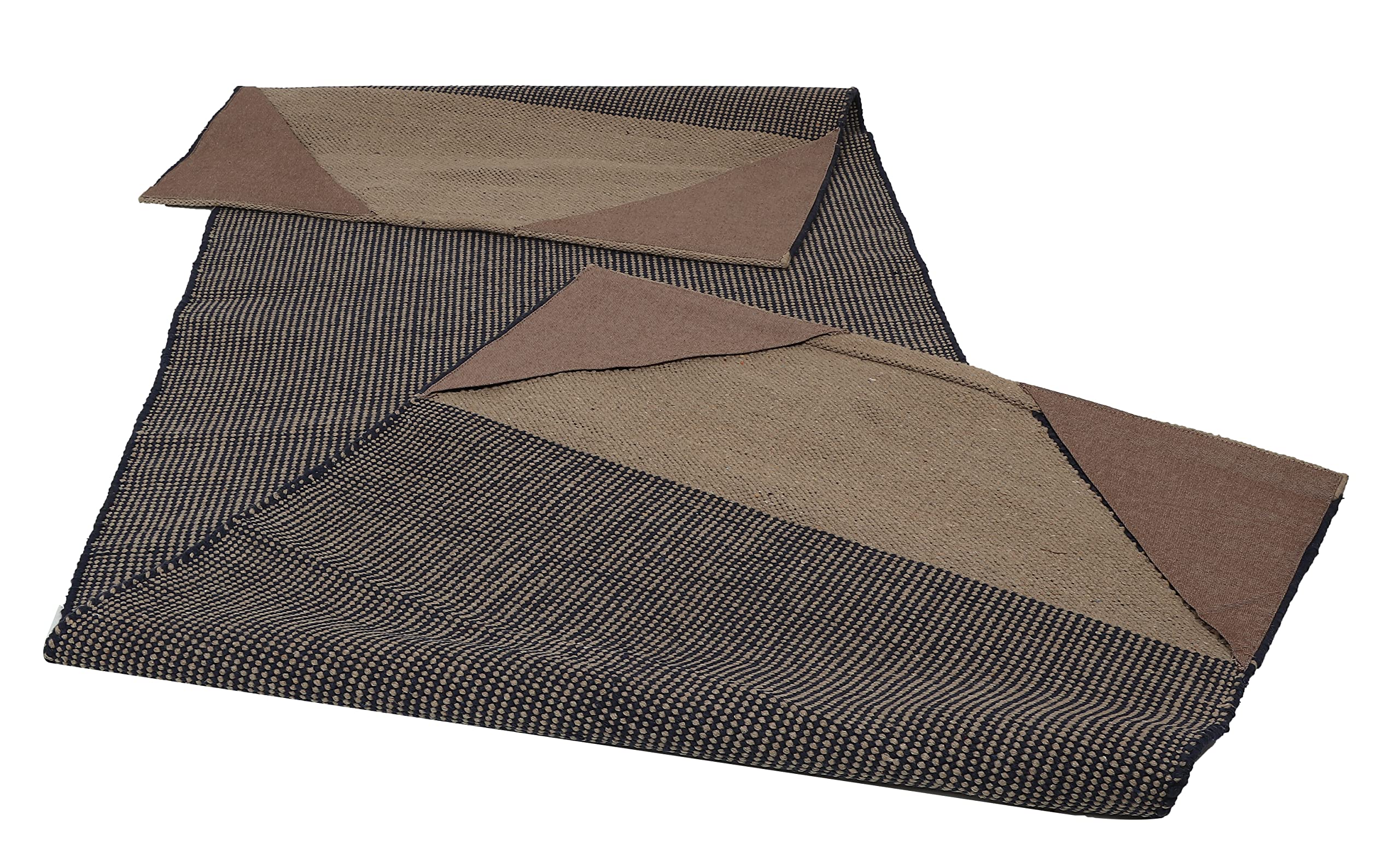 KD Yoga Rug Blanket Convert Plastic Yoga Mat to Eco Friendly 100% Cotton Gripping with Corner Pocket (Grey-Navy)