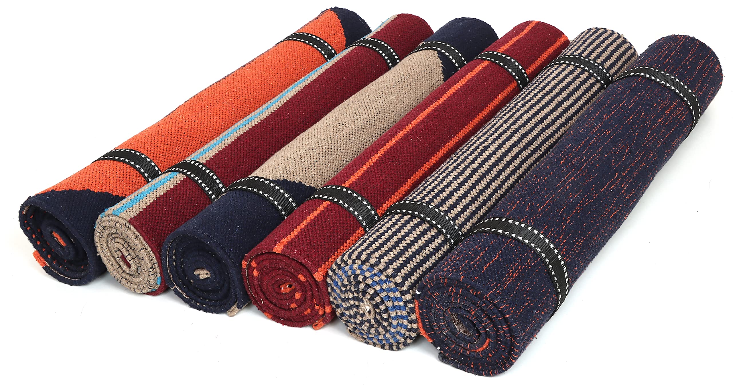 KD Yoga Rug Blanket Convert Plastic Yoga Mat to Eco Friendly 100% Cotton Reipping with Corner Pocket (Red-Orange)