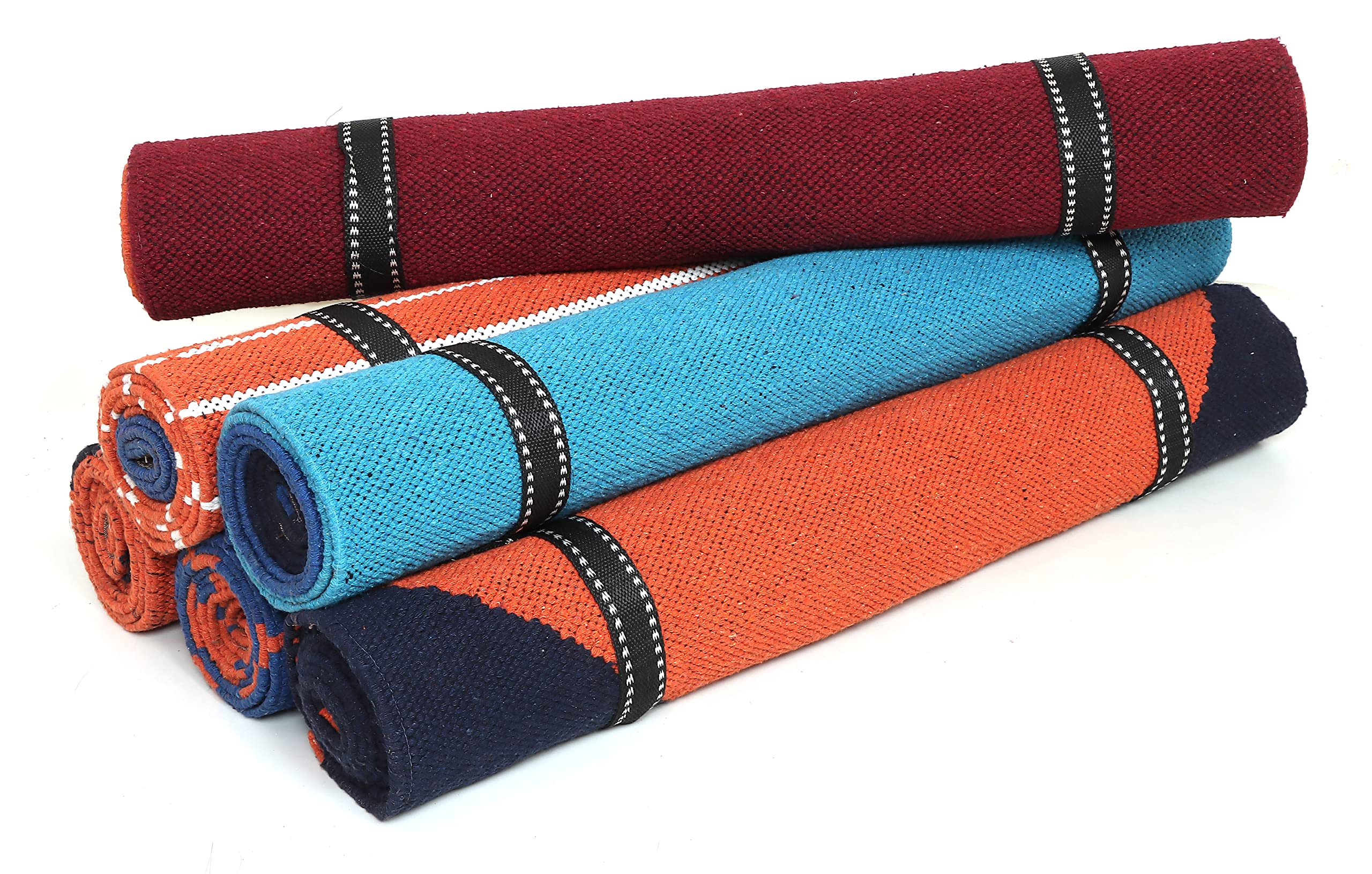 KD Yoga Rug Blanket Convert Plastic Yoga Mat to Eco Friendly 100% Cotton Reipping with Corner Pocket (Red-Orange)