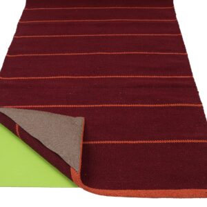 KD Yoga Rug Blanket Convert Plastic Yoga Mat to Eco Friendly 100% Cotton Reipping with Corner Pocket (Red-Orange)