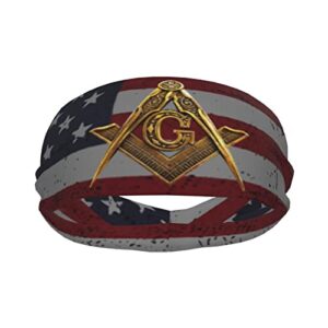 USA Mason Flag Gainesville Masonic Sports Headbands Unisex Yoga Non-Slip Quick-Drying Workout Hairband