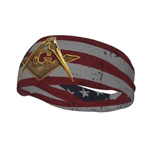 USA Mason Flag Gainesville Masonic Sports Headbands Unisex Yoga Non-Slip Quick-Drying Workout Hairband