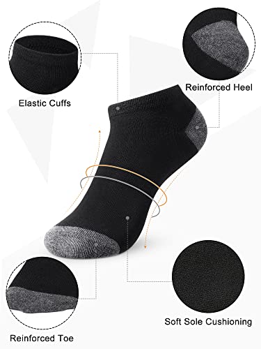 Hicarer 150 Pairs Men's Cushion Ankle Socks Breathable Casual Socks Comfort Men Low Cut Sock for Men Sports Outdoor Running (Black, Gray)