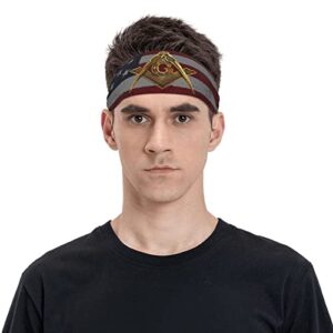 USA Mason Flag Gainesville Masonic Sports Headbands Unisex Yoga Non-Slip Quick-Drying Workout Hairband