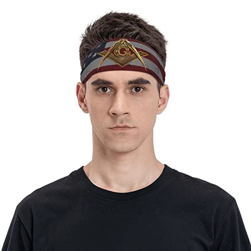 USA Mason Flag Gainesville Masonic Sports Headbands Unisex Yoga Non-Slip Quick-Drying Workout Hairband