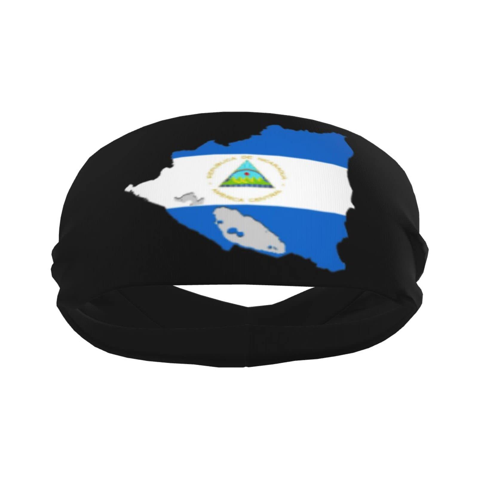 Map of Nicaragua Flag Sports Headbands Unisex Yoga Non-Slip Quick-Drying Workout Hairband