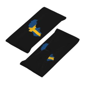 Swedish Map Flag Sports Headbands Unisex Yoga Non-Slip Quick-Drying Workout Hairband