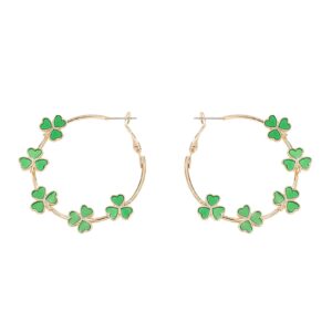 st. patrick's day earrings shamrock hoop earrings lucky clover earrings green leaf earrings gold hoops earrings for women holiday earrings funny irish holiday jewelry gift for women (style a)