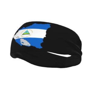 map of nicaragua flag sports headbands unisex yoga non-slip quick-drying workout hairband