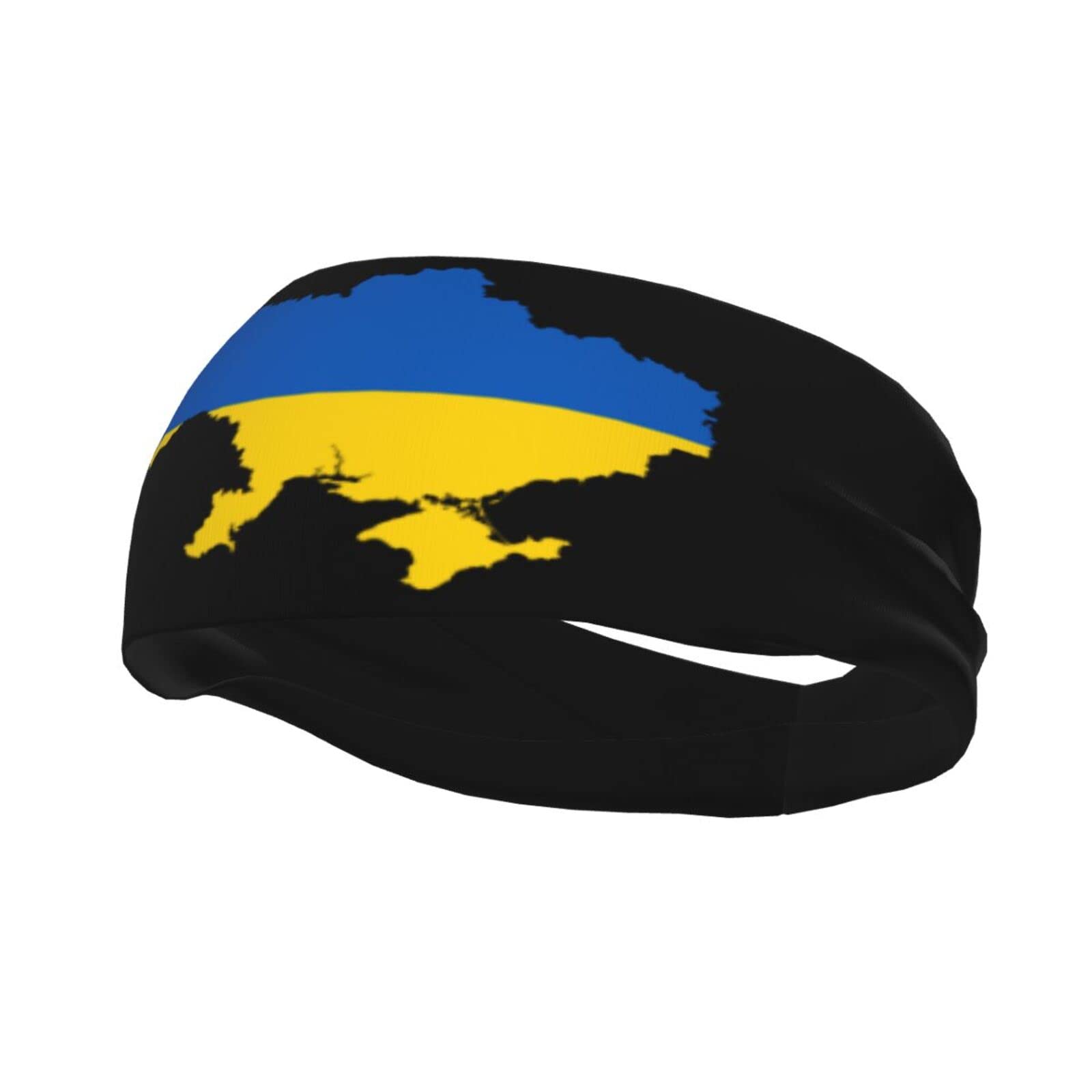 Flag Map of Ukraine Sports Headbands Unisex Yoga Non-Slip Quick-Drying Workout Hairband