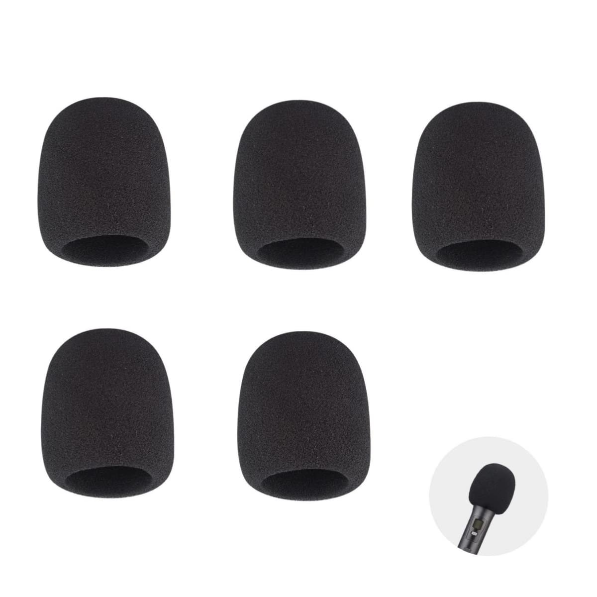 5 Pack Foam Mic Cover Handheld Microphone Windscreen （Black)