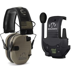 walker's gwp-rsempat-fde electronic muffs & razor walkie talkie handsfree communication up to 3 miles black