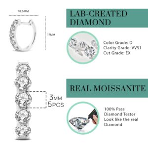 Anbamahong Moissanite Hoop Earrings Lab Created Diamond 925 Sterling Silver Huggie Hoops for Men Women Jewelry Gifts