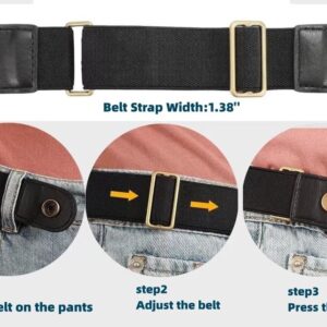 2 Pairs No Buckle Invisible Elastic Stretch Belt for Men/Women, Jeans Loops Belt Adjustable Waist Belt for Pants (BLACK+GREY)