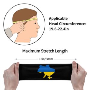 Flag Map of Ukraine Sports Headbands Unisex Yoga Non-Slip Quick-Drying Workout Hairband