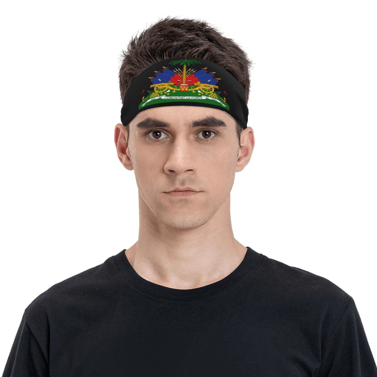 Coat of Arms Haiti Sports Headbands Unisex Yoga Non-Slip Quick-Drying Workout Hairband