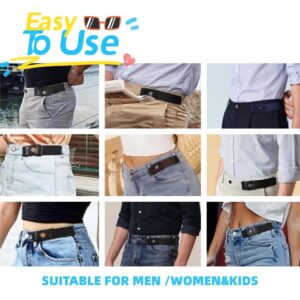 2 Pairs No Buckle Invisible Elastic Stretch Belt for Men/Women, Jeans Loops Belt Adjustable Waist Belt for Pants (BLACK+GREY)