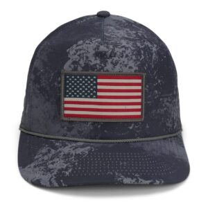 paramount outdors performance perforated american flag trucker hat rope cap (black cirrus)