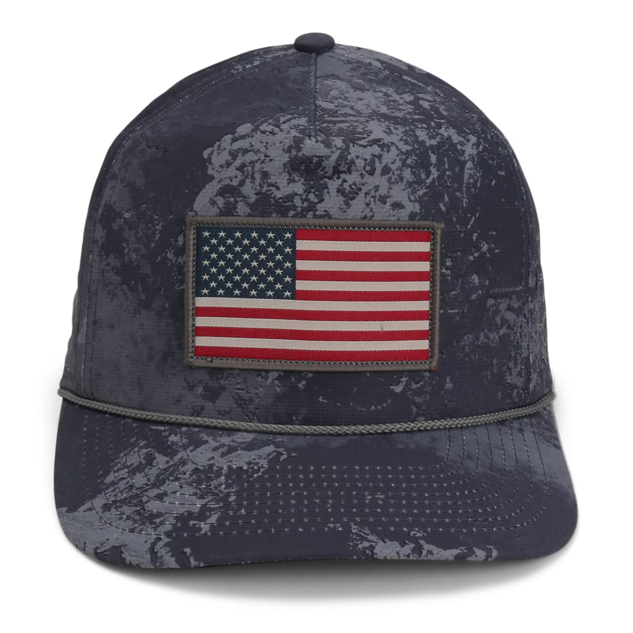 Paramount Outdors Performance Perforated American Flag Trucker Hat Rope Cap (Black Cirrus)