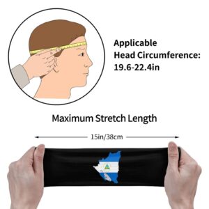 Map of Nicaragua Flag Sports Headbands Unisex Yoga Non-Slip Quick-Drying Workout Hairband