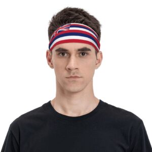 Hawaiian Flag Sports Headbands Unisex Yoga Non-Slip Quick-Drying Workout Hairband