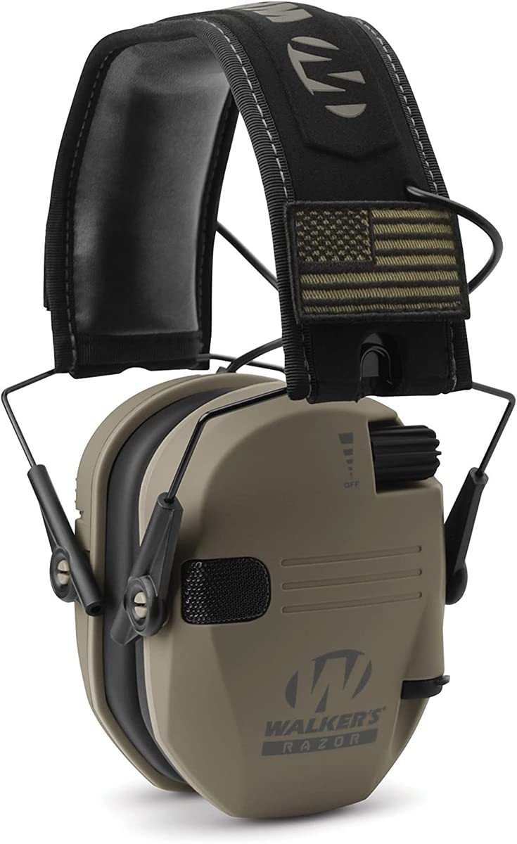 Walker's GWP-RSEMPAT-FDE Electronic Muffs & Razor Walkie Talkie Handsfree Communication up to 3 Miles Black