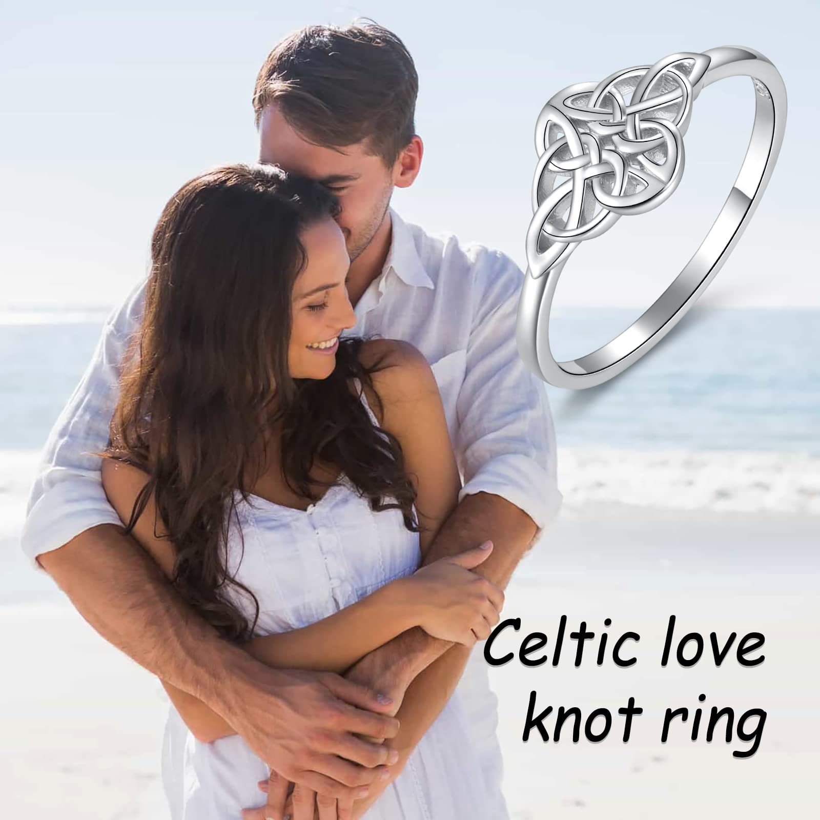 zaxsj Irish Celtic Knot Ring for Women : 925 Sterling Silver Celtic Love Knot Ring Jewelry Gift for Women Girlfriend Wife (7)