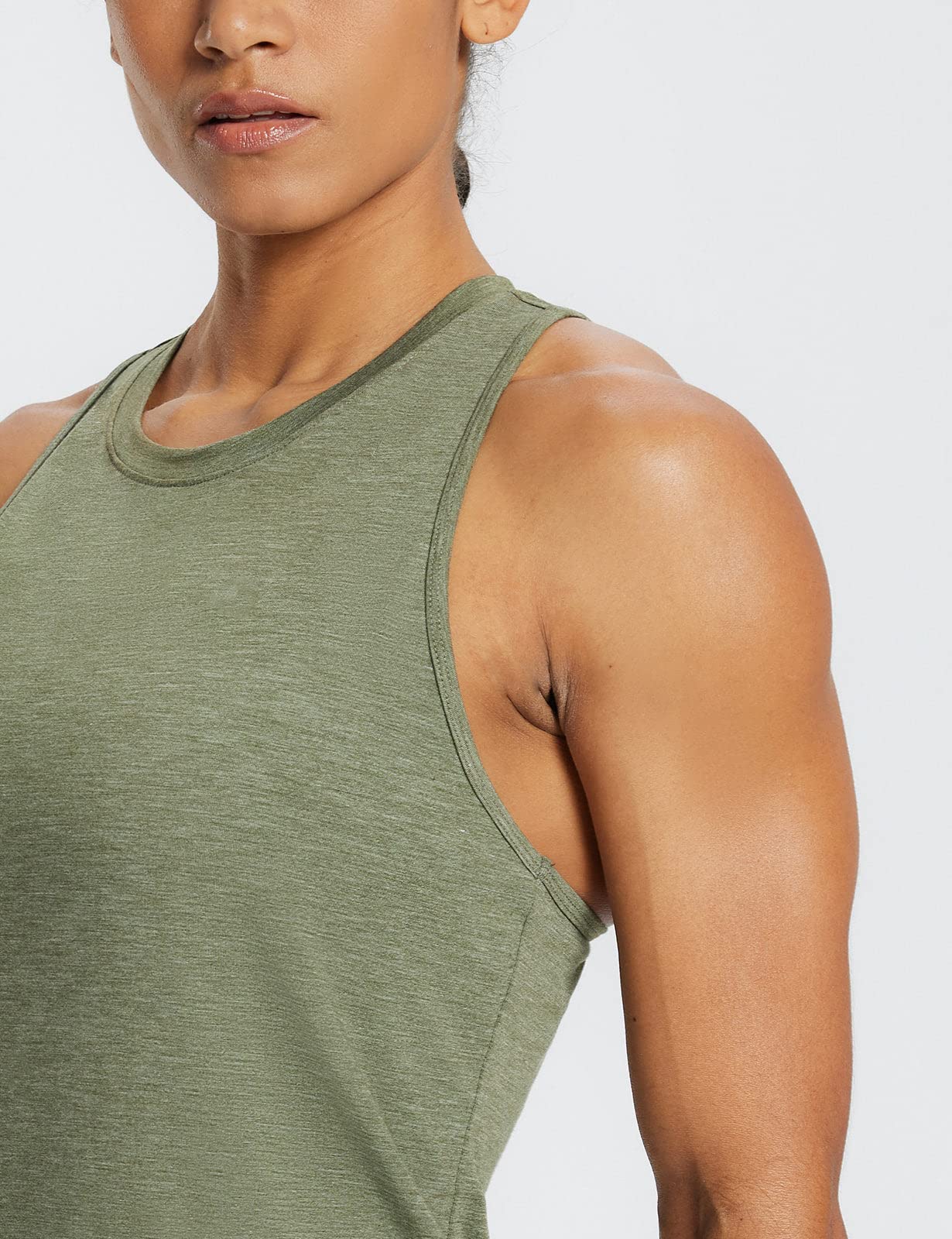 BALEAF Women's Workout Tank Tops Racerback Athletic Running Muscle Tank Gym Tennis Shirts Exercise Fitness Heather Green M