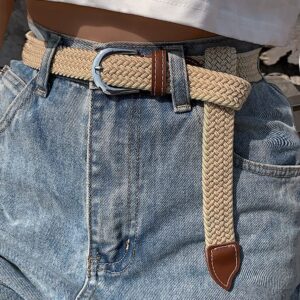 3 pcs Elastic Stretch Woven Belt with Classical Colors for Jeans Braided Belt for Golf Casual Pants (Classical Buckle)