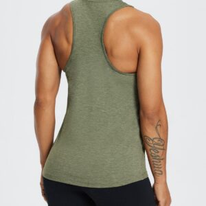 BALEAF Women's Workout Tank Tops Racerback Athletic Running Muscle Tank Gym Tennis Shirts Exercise Fitness Heather Green M