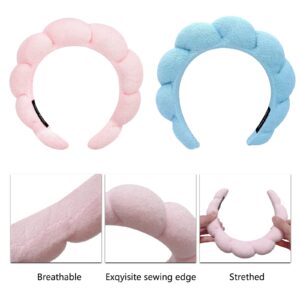 Sponge Spa Headband for Washing Face, 2 Pack Makeup Headbands Women Girls, Wash Yoga Sports Shower Head Band Terry Towel Cloth Hair Skincare, Removal