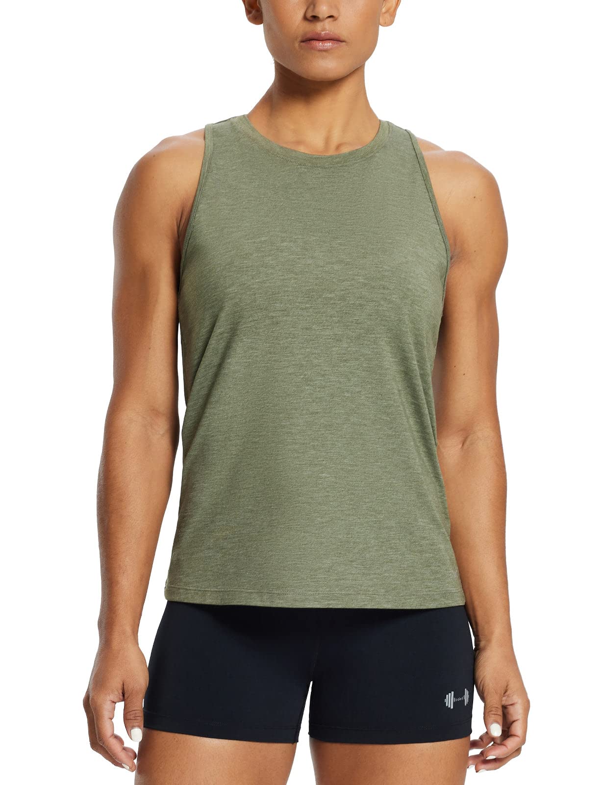 BALEAF Women's Workout Tank Tops Racerback Athletic Running Muscle Tank Gym Tennis Shirts Exercise Fitness Heather Green M