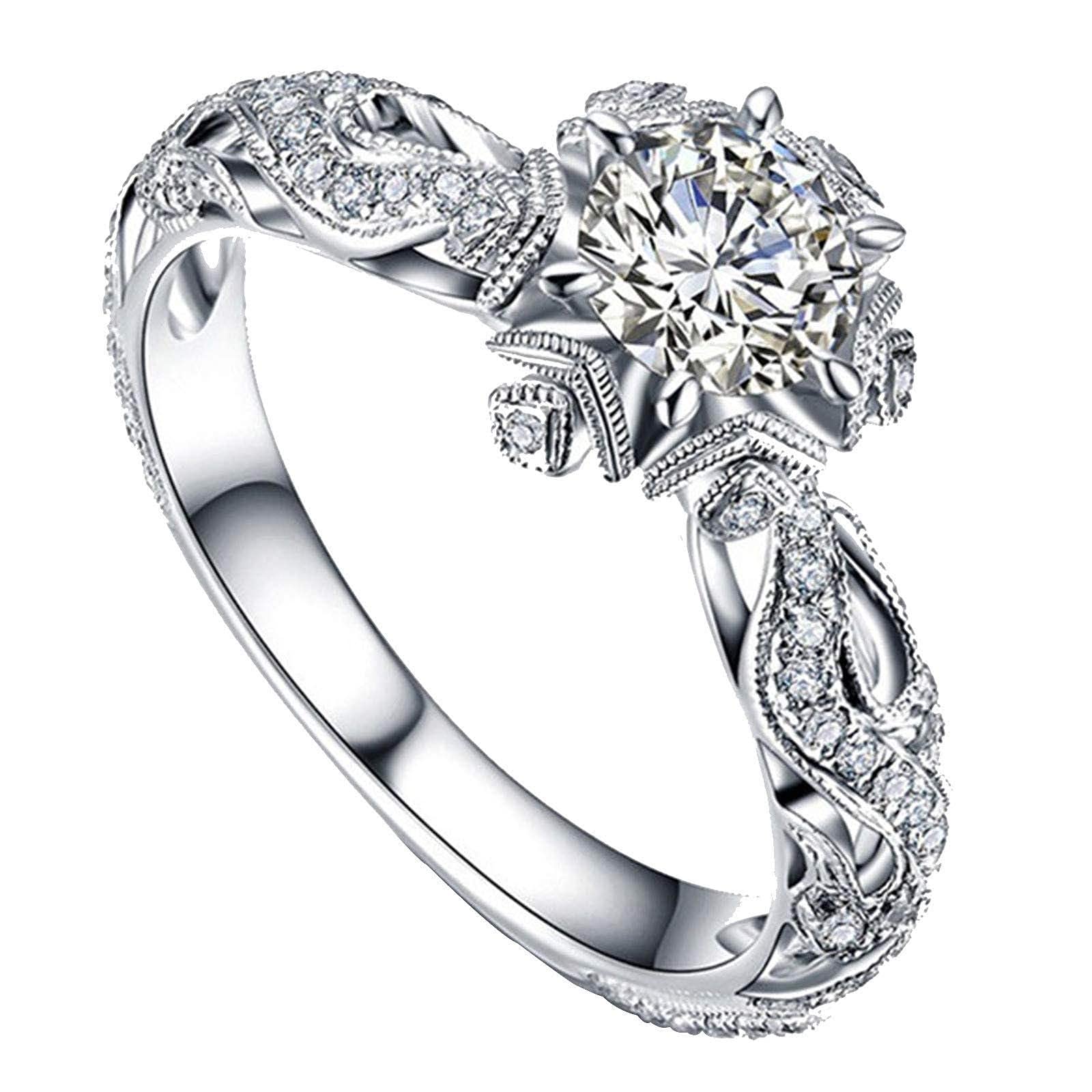 Women Rings Exquisite Hollow Out Ring Engagement Wedding Jewelry Gift (8, US SIZE)