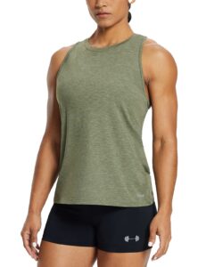 baleaf women's workout tank tops racerback athletic running muscle tank gym tennis shirts exercise fitness heather green m