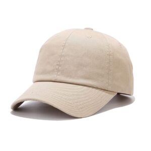 NPJY Men Women Baseball Cap Golf Dad Hat Adjustable Original Classic Low Profile Cotton Hat Unconstructed Plain Cap Beige