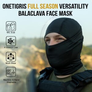 OneTigris Balaclava Face Mask Men, Women's Full Head Wrap Motorcycle Cooling Neck Gaiter Tactical Hood for Hiking Cycling (Black, Medium)