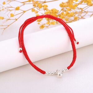 Protection Bracelet for Women and Men Real 925 Sterling Silver Lucky Bell Amulet Red Rope Bracelet Handmade String Adjustable Jewelry Gift Red 6