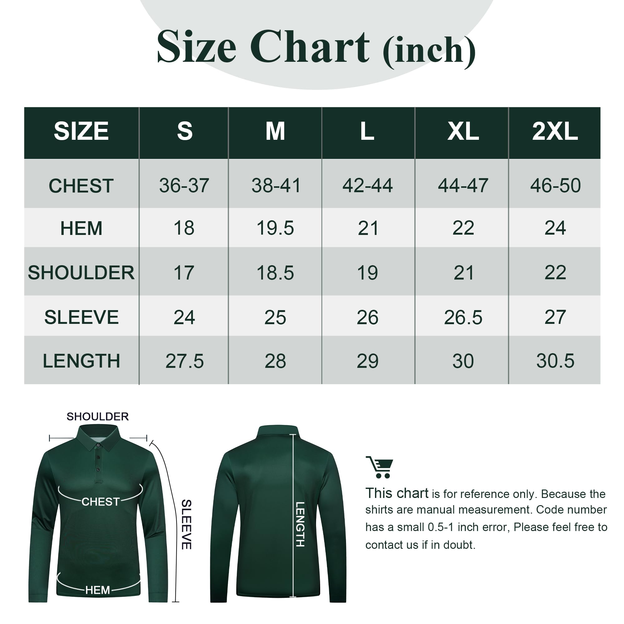 AULEEGAR Mens Long Sleeve Polo Shirts Casual with Collar XL Green