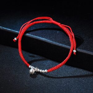 Protection Bracelet for Women and Men Real 925 Sterling Silver Lucky Bell Amulet Red Rope Bracelet Handmade String Adjustable Jewelry Gift Red 6