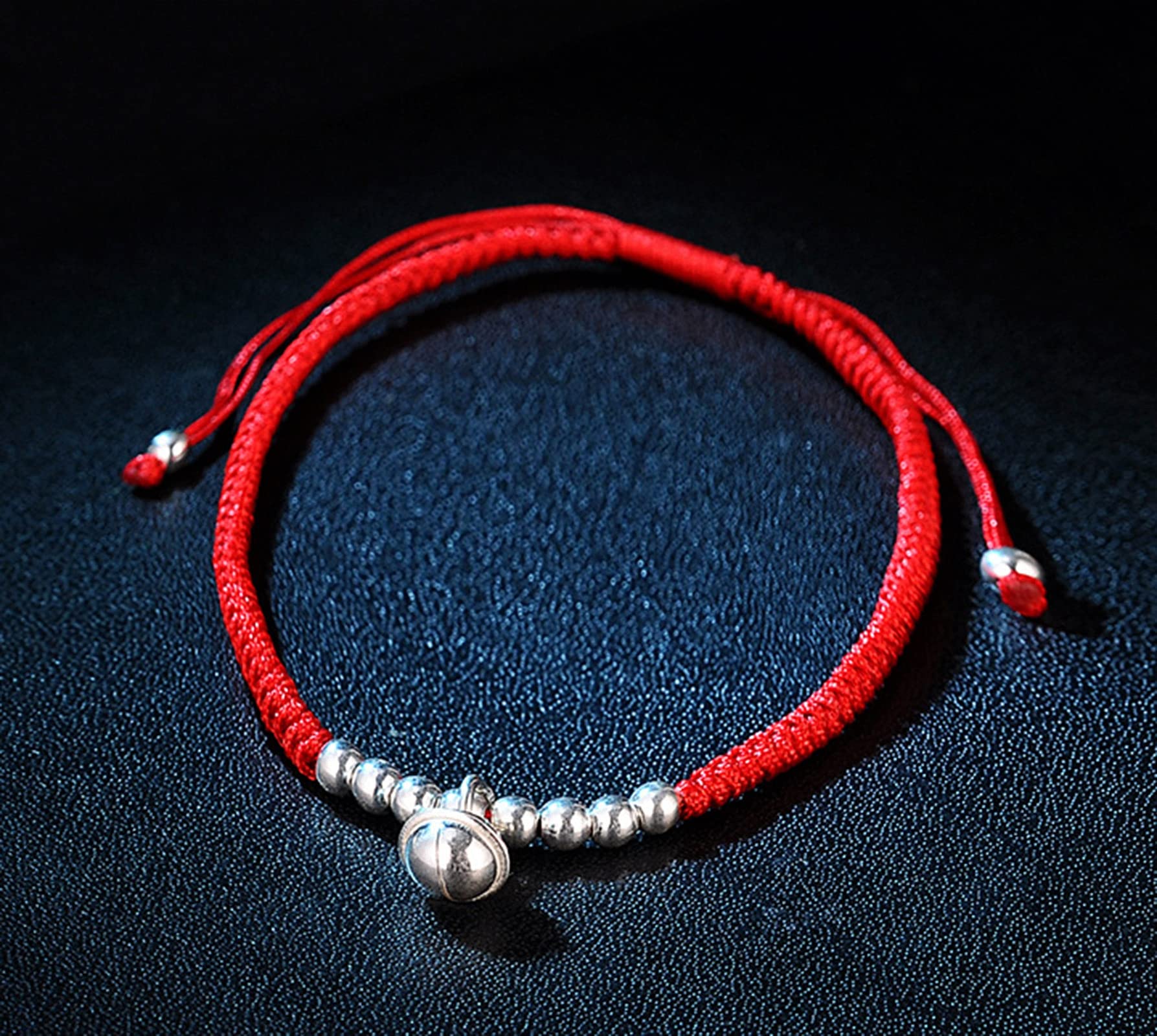 Protection Bracelet for Women and Men Real 925 Sterling Silver Lucky Bell Amulet Red Rope Bracelet Handmade String Adjustable Jewelry Gift Red 6