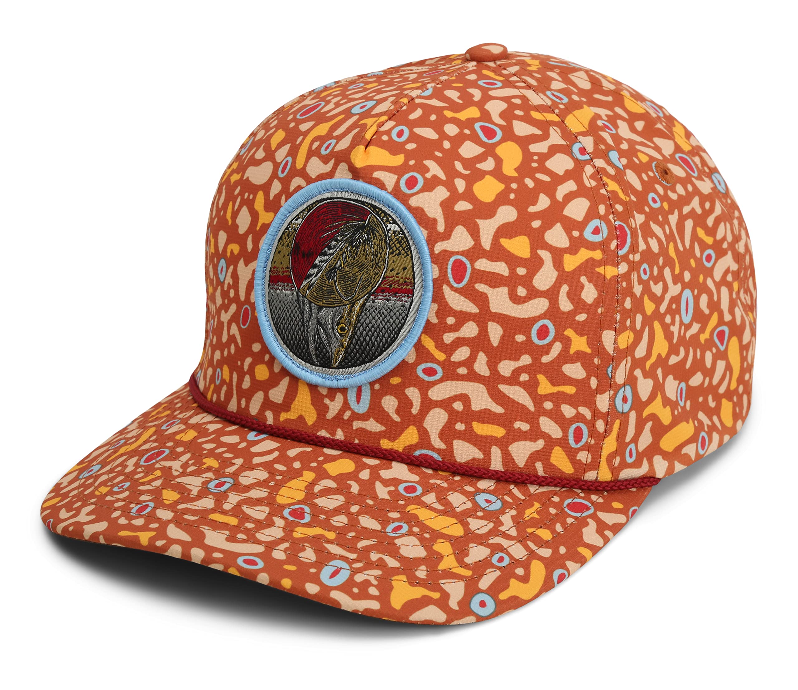 Dead Drift Fly Fishing Patch 5-Panel Vintage Trucker Rope Cap, Fly Fishing Hat (Trout Skin)