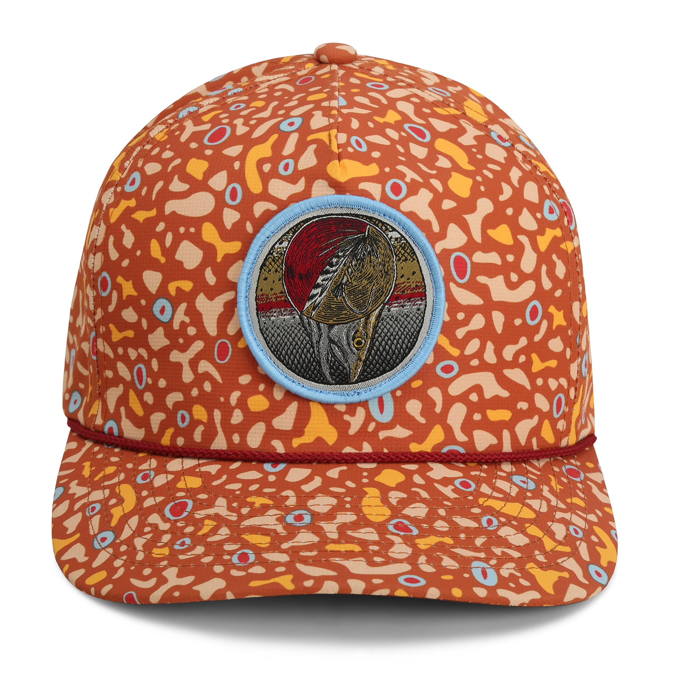 Dead Drift Fly Fishing Patch 5-Panel Vintage Trucker Rope Cap, Fly Fishing Hat (Trout Skin)