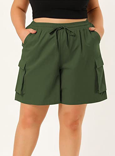 Eytino Womens Plus Size Summer Cargo Shorts Stretch Walking Shorts Lightweight Running Golf Shorts with 4 Pockets,2X Green