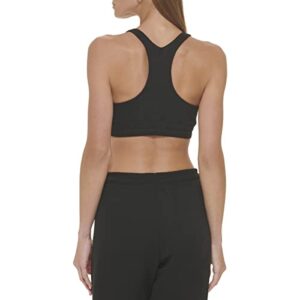 DKNY Sport Women's Performance Support Yoga Running Bra, Black/Silver