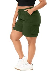 eytino womens plus size summer cargo shorts stretch walking shorts lightweight running golf shorts with 4 pockets,2x green