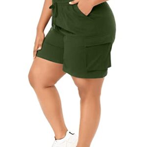 Eytino Womens Plus Size Summer Cargo Shorts Stretch Walking Shorts Lightweight Running Golf Shorts with 4 Pockets,2X Green